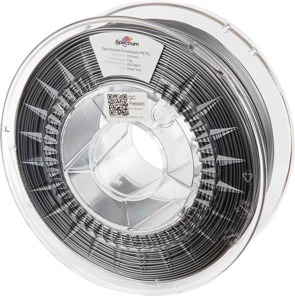 Spectrum Filaments 80062 PET-G Premium Filament PETG chemisch beständig, schlagfest 1.75 mm 1000 g silver star, Silber  1 St.