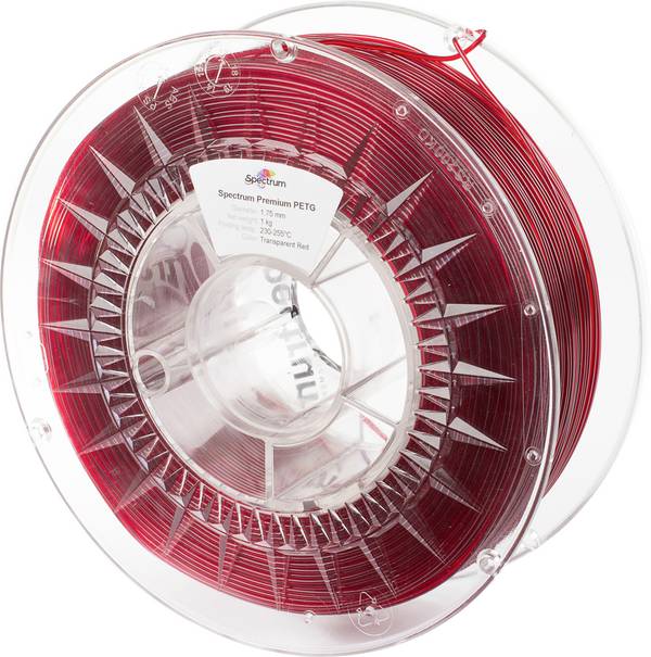 Spectrum Filaments 80050 PET-G Premium Filament PETG chemisch beständig, schlagfest 1.75 mm 1000 g Transparent Red, Rot  1 St.