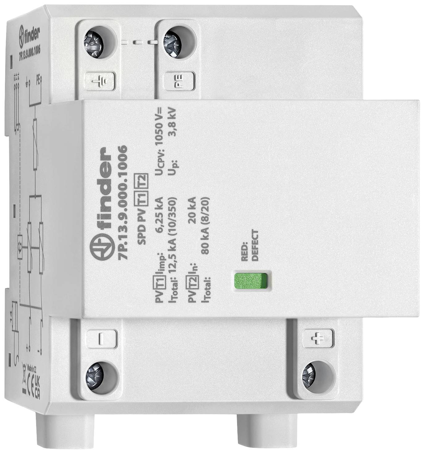 Finder 7P.13.9.000.1006 Überspannungsschutz-Ableiter Überspannungsschutz für: Photovoltaik-Anlage 12.5 kA 1 St.