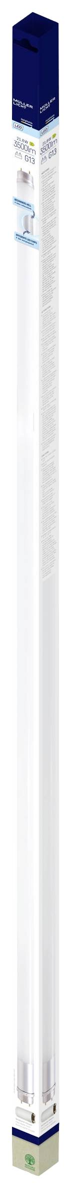 'Philips LED-Röhre CorePro' mit Farbwiedergabe CRI 80, kaltweißem Licht, 20.000 Stunden Lebensdauer, Energieklasse A+. Produkt ist 150 cm lang.