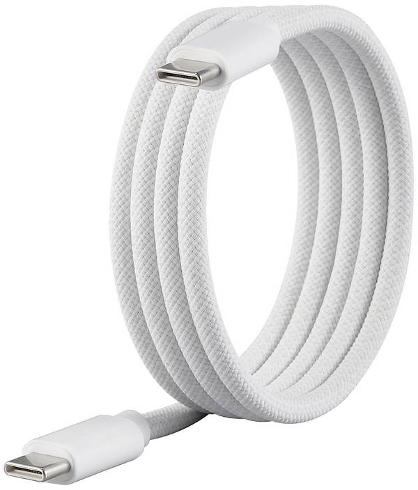 Renkforce USB-Kabel  USB 2.0 USB-C® Stecker, USB-C® Stecker 1.00 m Weiß mit magnetischer Aufwicklung, Stoff-Ummantelung RF-6437918