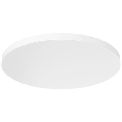 Runde, weiße Deckenleuchte aus Kunststoff. Minimalistisches Design, geeignet für eine moderne Raumgestaltung.