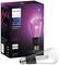 Philips Hue LED-Lampe in Lila-Rot, Verpackung zeigt Kompatibilität mit Alexa und Google Home für individuelle Farblichtstimmungen.