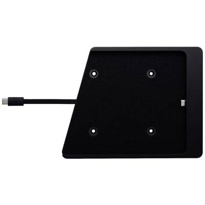 Ein schwarzes Ladepad mit abgerundetem Design und USB-C-Kabelanschluss.