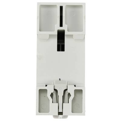 Ein weißes elektrisches Bauteil mit rechteckiger Form und mehreren Steckverbindungen, möglicherweise ein Modul für einen Schaltschrank.
