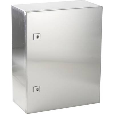 Ein rechteckiger, metallischer Sicherungskasten mit zwei Schlössern an der Vorderseite.