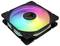 RGB-Lüfter mit schwarzem Rahmen und mehrfarbiger Beleuchtung. Software-steuerbar, oft in Gaming-PCs zur besseren Kühlung genutzt.