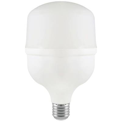 Weiße LED-Glühbirne mit E27-Sockel, geeignet für allgemeine Beleuchtung.