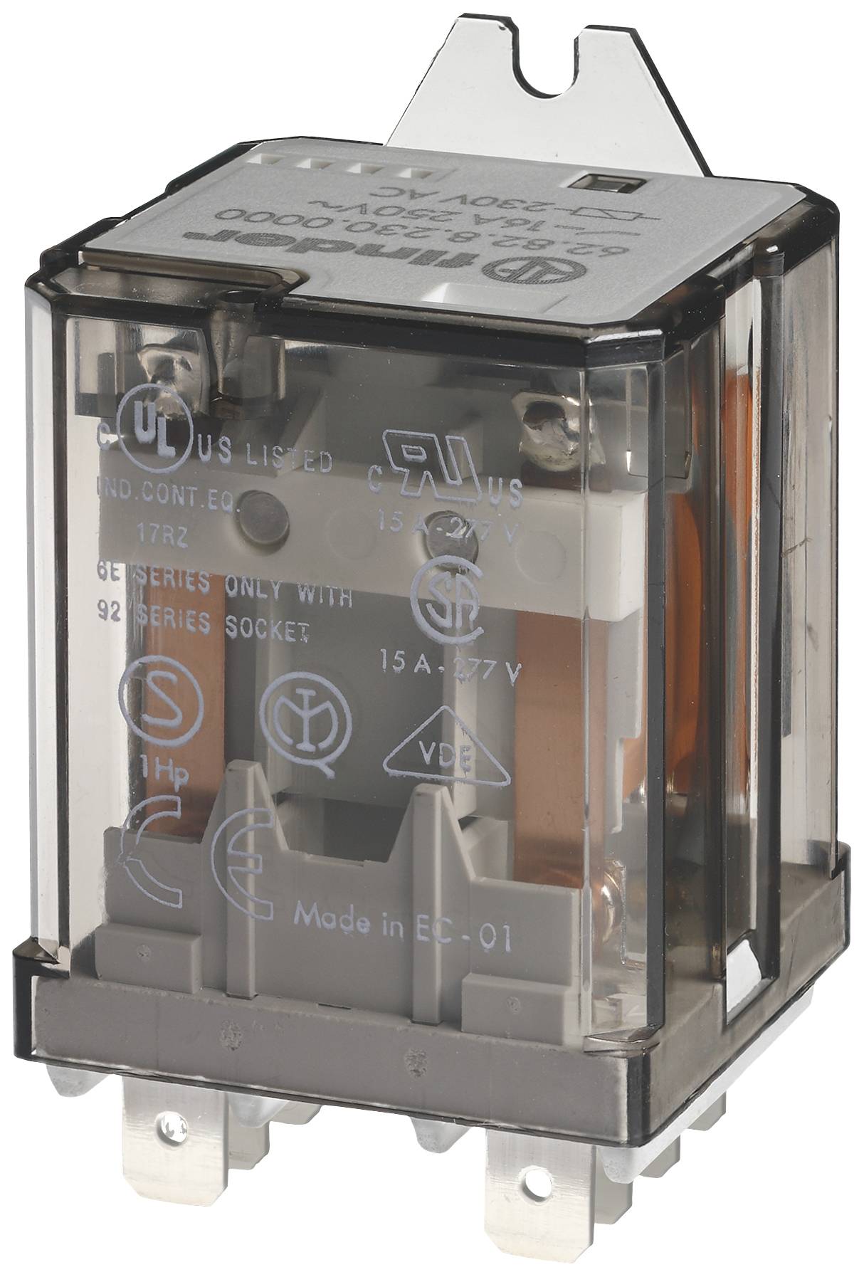 Finder 62.82.9.012.4300 Steckrelais 12 V/DC 16 A 2 Schließer 1 St.