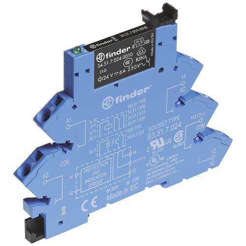 Finder 38.61.7.024.4050 Koppelrelais 24 V/DC 6 A 1 Wechsler 1 St.