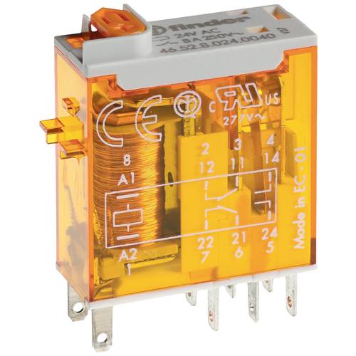 Finder 46.52.9.024.0074 Steckrelais 24 V/DC 8 A 2 Wechsler 1 St.