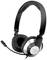 Schwarzes Headset mit verstellbarem Mikrofon und gepolsterten Ohrmuscheln, geeignet für Audiokommunikation oder Musik.