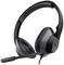 Schwarzes Headset mit verstellbarem Mikrofon für PC oder Gaming, geeignet für klare Audioübertragung und Sprachkommunikation.