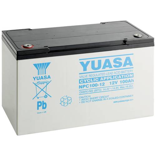 Yuasa NPC100-12 Bleiakku 12 V 100 Ah Blei-Vlies (AGM) (B x H x T) 350 x 225 x 168 mm Geringe Selbstentladung