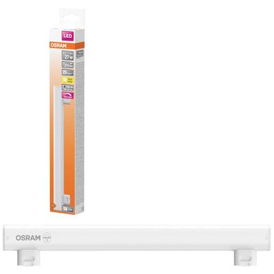 Eine LED-Lampe von OSRAM mit Verpackung. Die Lampe ist 2,7W, 270 Lumen, 2700K. Verpackung zeigt Produktdetails und Markenlogo.