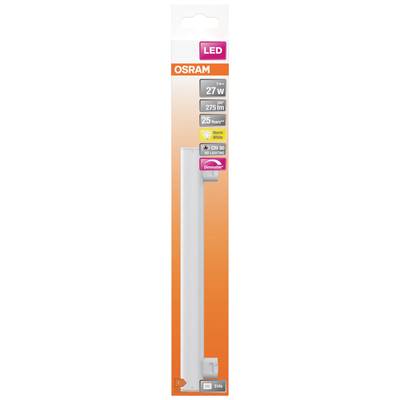 LED-Leuchtmittel von Osram in der Verpackung, 27W, 275 Lumen, 25.000 Stunden Lebensdauer, Sockel G5, warmweiß.