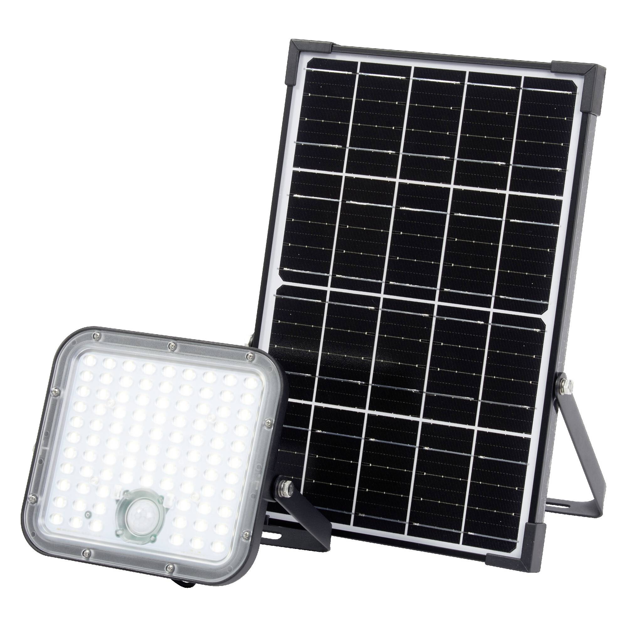 Solarlampe mit LED-Leuchte und Solarmodul, freistehend. Geeignet zur Beleuchtung von Außenbereichen und energiesparend.