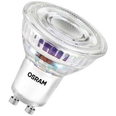 Glühbirne mit GU10-Fassung von OSRAM, halbtransparentes Glas, geeignet für moderne Leuchten.