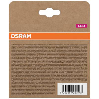 Rückseite einer OSRAM LED-Verpackung mit Produktinformationen und einem Barcode.