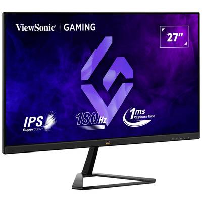 Ein Gaming-Monitor von ViewSonic mit einem 27-Zoll-Bildschirm, 180Hz Bildwiederholfrequenz und 1ms Reaktionszeit, geeignet für IPS-Spiele.