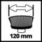 Filterabmessung: Breite 120 mm, dargestellt als Schema mit Pfeilen und Maßangabe.