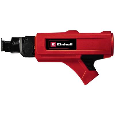 Ein rotes Einhell Elektrowerkzeug, wahrscheinlich ein Bolzenschussgerät, mit schwarzem Griff, dargestellt im Profil nach rechts.