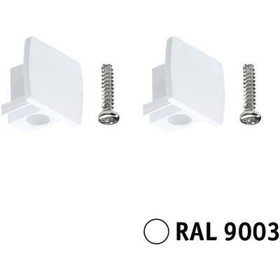 Zwei weiße Endkappen mit je einer Schraube. Darunter Text: 'RAL 9003', der eine Farbstandardnummer angibt.