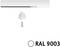 Weiße elektrische Abdeckung mit Schraube und Halterung, Farbcode 'RAL 9003'.