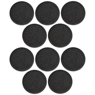 Zehn schwarze Schaumstoffkugeln in Pfeilform angeordnet auf weißem Hintergrund.