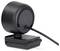 Eine schwarze Webcam mit einem dünnen Kabel, das zur Rückseite führt. Die Webcam hat einen stabilen Standfuß für den Schreibtisch.