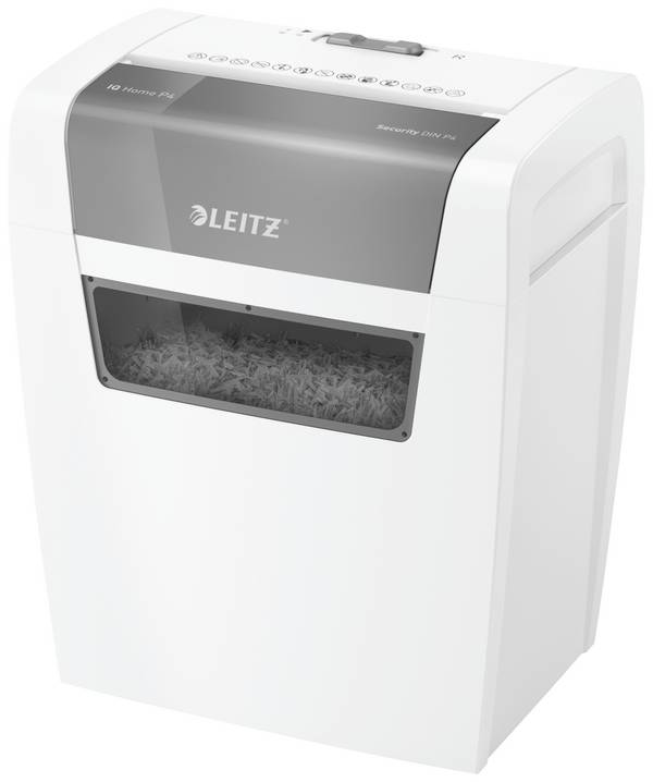 Leitz IQ Home P4 Aktenvernichter 6 Blatt Partikelschnitt 4 x 28 mm P-4 15 l Vernichtet auch Büroklammern, Heftklammern