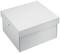Weiße quadratische Schachtel mit Deckel, geschlossen, ohne erkennbare Markierungen oder Merkmale.
