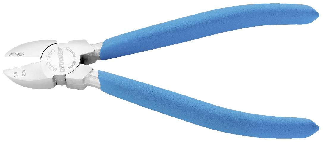 Eine blaue Seitenschneiderzange mit silbernem Kopf, zum Schneiden von Drähten und Kabeln.