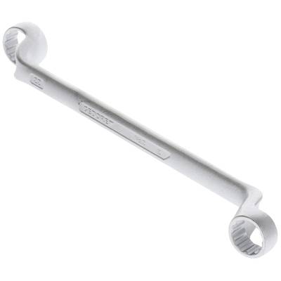 Ein doppelendiger Ringmaulschlüssel aus Metall, der für das Festziehen oder Lösen von Schrauben verwendet wird.
