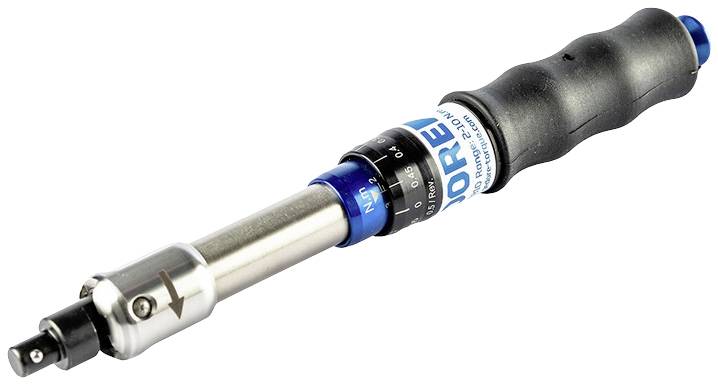 Drehmomentschlüssel mit Skala und ergonomischem Griff, geeignet für präzises Anziehen von Schrauben, häufig in Mechanik und Fahrradwartung verwendet.