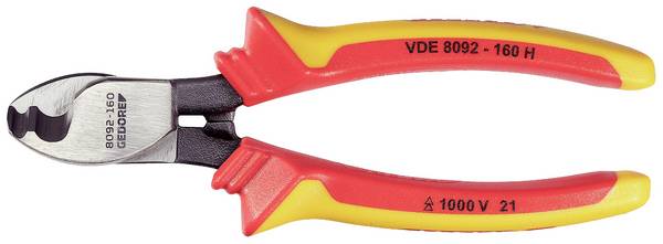 Gedore GEDORE - VDE-Kabelschere mit Hüllen-isolierung 8092-160 H3412407 VDE 8092-160 H VDE-Kabelschere Geeignet für (Abisoliertechnik) Alu- und Kupferkabel, ein- und mehrdrähtig 10 mm 50 mm²