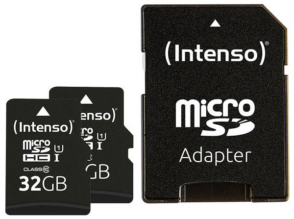 Intenso 32GB SDHC Premium double pack microSDHC-Karte Retail 32 UHS-I, Class 10