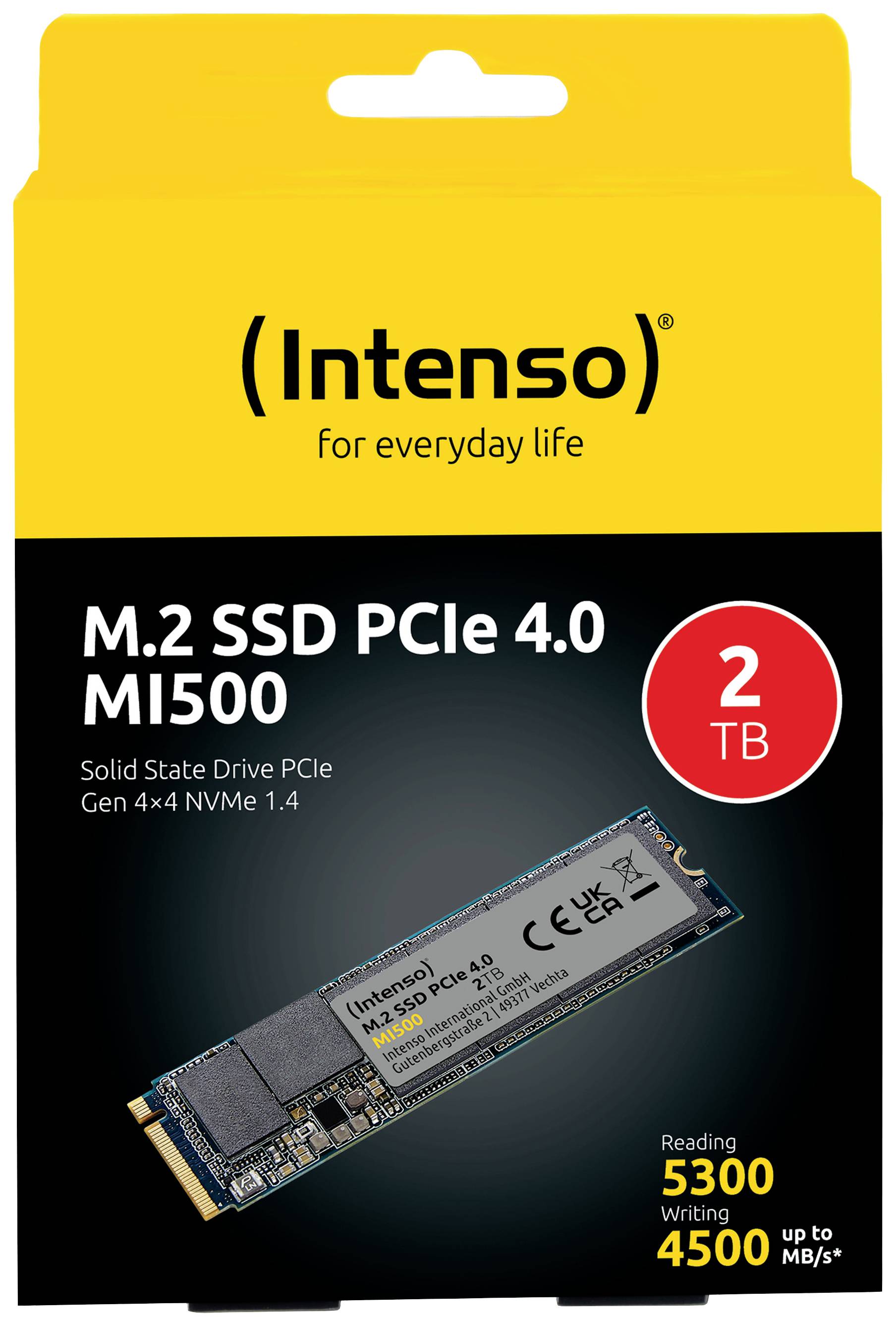 Intenso 2 TB Interne M.2 PCIe NVMe SSD 2280 PCIe NVMe 4.0 x4 Retail 3836470-2