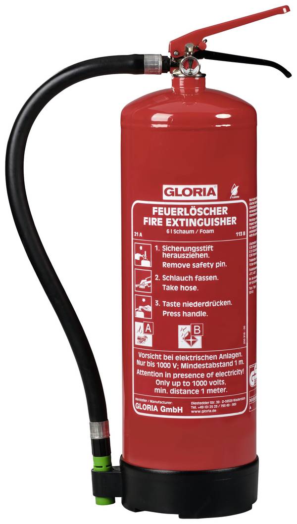 Gloria SD 6 E Schaumfeuerlöscher mit Manometer, fluorfrei 6 l Brandklasse: A, B Inhalt 1 St.