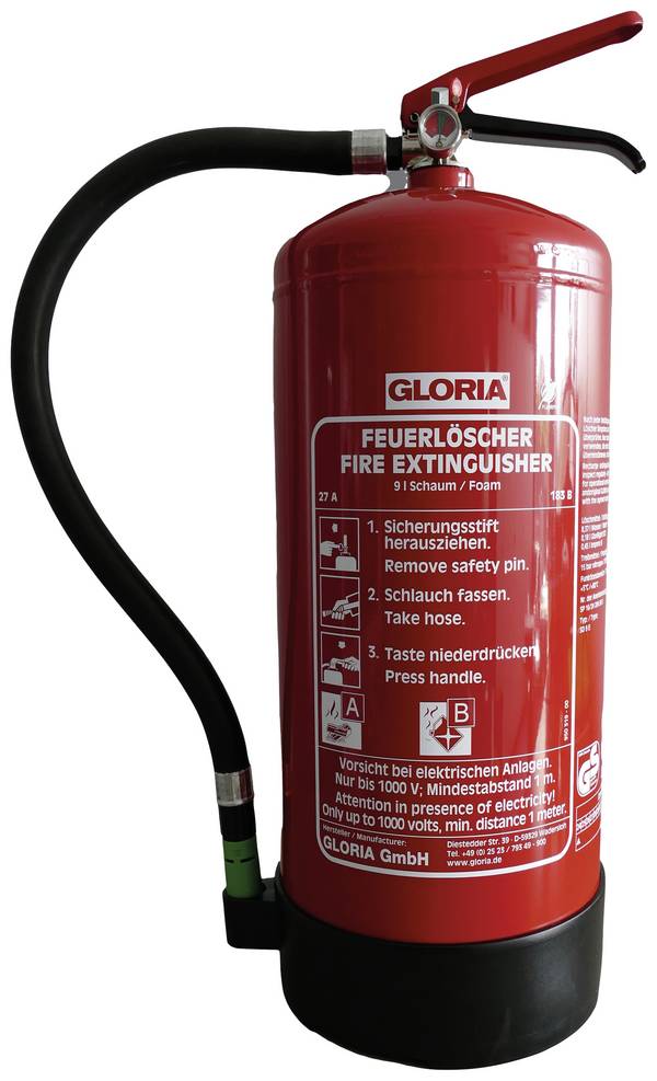 Gloria SD 9 E Schaumfeuerlöscher mit Manometer, fluorfrei 9 l Brandklasse: A, B Inhalt 1 St.