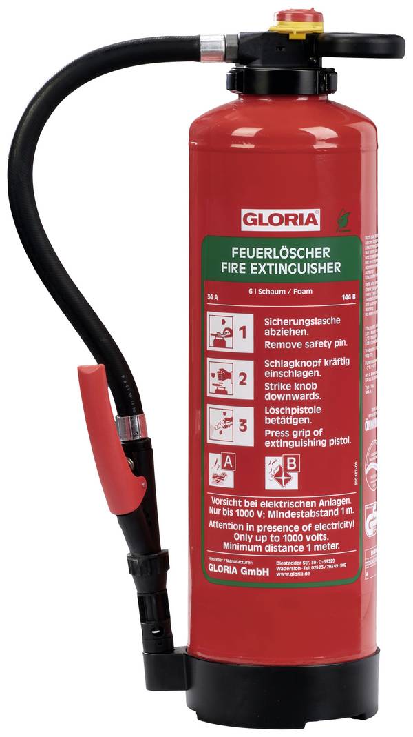 Gloria SKA+6PRO Schaumfeuerlöscher fluorfrei 6 l Brandklasse: A, B Inhalt 1 St.