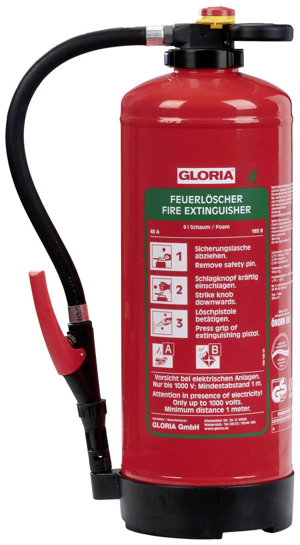 Gloria SKA+9PRO Schaumfeuerlöscher fluorfrei 9 l Brandklasse: A, B Inhalt 1 St.