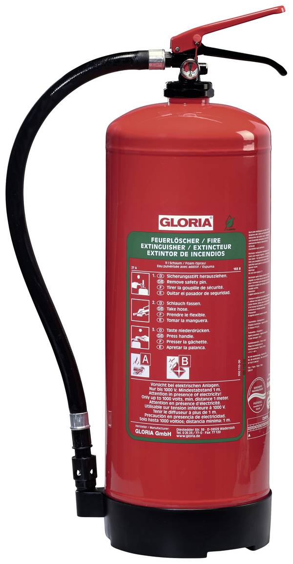 Gloria SDB 9 Schaumfeuerlöscher mit Manometer, fluorfrei 9 l Brandklasse: A, B Inhalt 1 St.