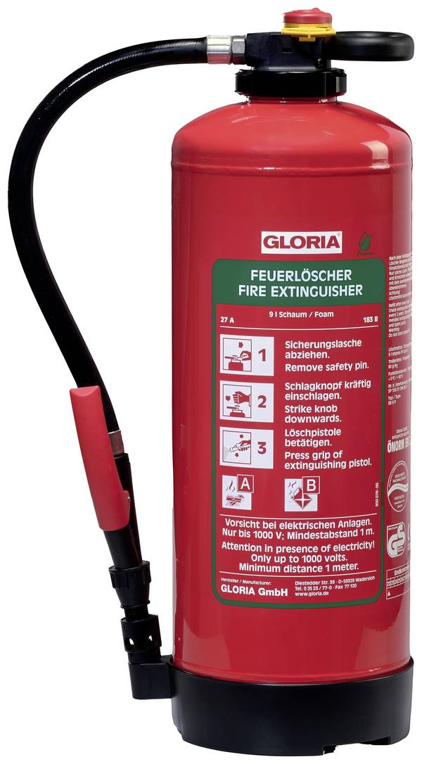 Gloria SB 9 PRO Schaumfeuerlöscher fluorfrei 9 l Brandklasse: A, B Inhalt 1 St.