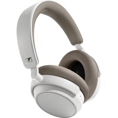 Elegante, kabellose Over-Ear-Kopfhörer in Weiß und Grau; geeignet für Musikgenuss und Geräuschunterdrückung.