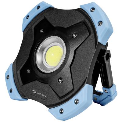 Tragbare LED-Flutlichtleuchte mit robustem, schwarz-blauen Gehäuse und zentralem LED-Element. Geeignet für Bau- und Werkstattarbeiten.