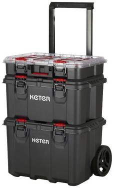 KETER 250927 Stack n Roll Werkzeugkasten unbestückt  Schwarz