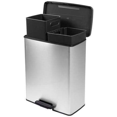 Curver Deco bin slim 254619 Mülleimer 52 l (B x H x T) 486 x 615 x 284 mm Silber, Schwarz 1 St.