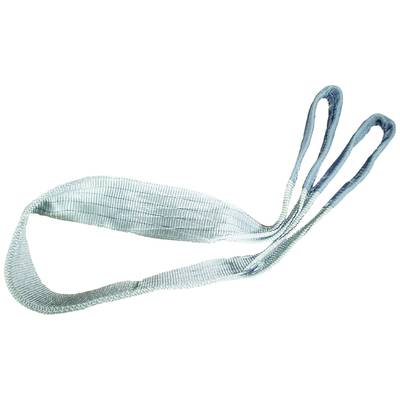 Breiter, flacher Polyester-Hebegurt mit zwei Schlaufen an den Enden, verwendet zum Heben und Bewegen schwerer Lasten.