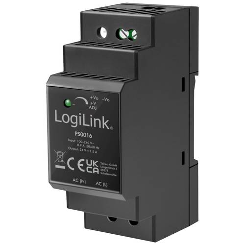 Thumbnail - LogiLink PS0016 Hutschienen-Netzteil (DIN-Rail) 24 V 1.5 A 36 W Inhalt 1 St.